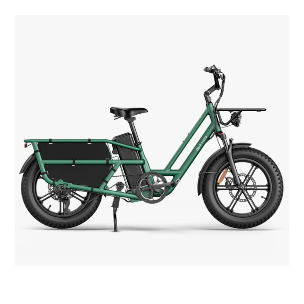 Sähköinen tavarapyörä FIIDO T2 Longtail Cargo, metsänvihreä