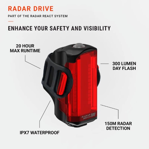 Lezyne Radar Drive tutkalla varustettu takavalo