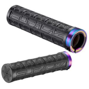 Supacaz Grizips kädensijat – musta, oil slick -kiristimillä